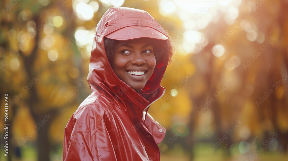 Young beautiful African American woman walking in the park in autumn. Autumn park, yellow leaves, autumn atmosphere Young beautiful African American woman walking in the park in autumn. Autumn park, yellow leaves, autumn atmosphere