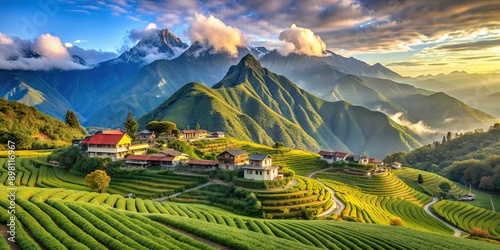 A breathtaking view of Ali Shan mountain and Qingjing farm in Taiwan, Taiwan, landscape, mountains, green, scenic, nature photo