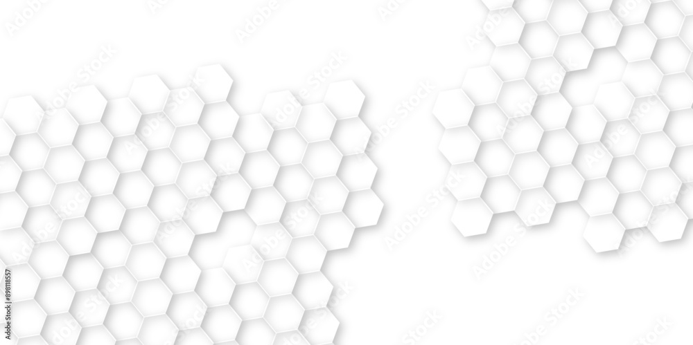 Abstract geometric background. Hexagonal technology vector abstract background. Hexagon in technology futuristic modern background vector illustration. White honeycomb texture grid. Abstract geometric background. Hexagonal technology vector abstract background. Hexagon in technology futuristic modern background vector illustration. White honeycomb texture grid.