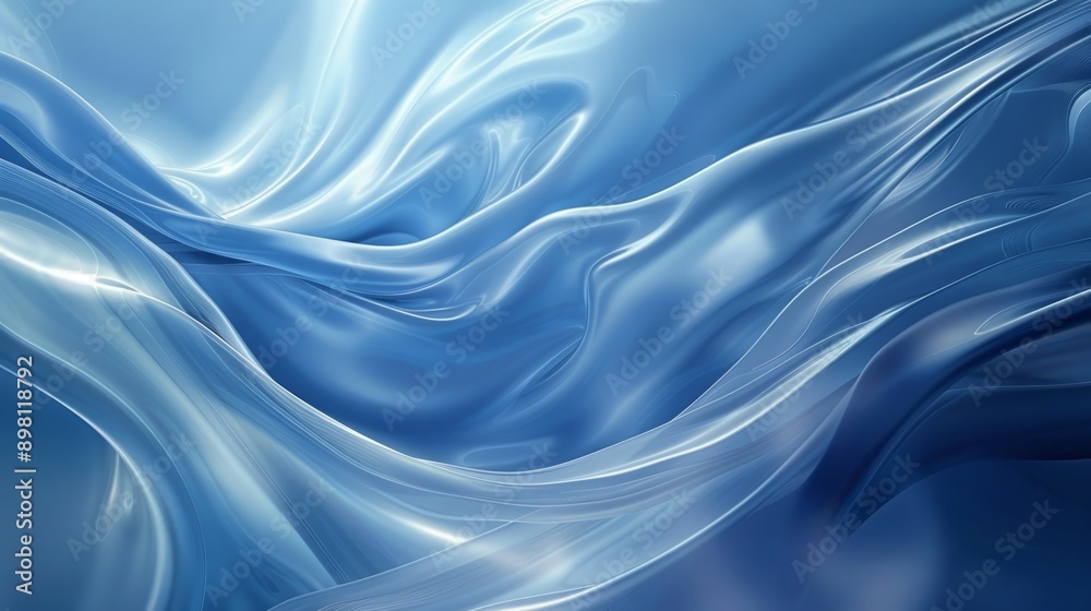 Flowing blue metallic shapes in abstract background, perfect for technology, cleaning, or industrial themes Flowing blue metallic shapes in abstract background, perfect for technology, cleaning, or industrial themes