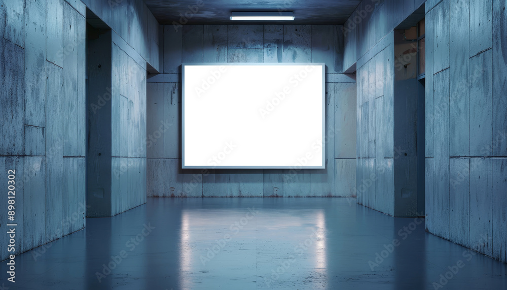 Modern Blank White Billboard Mockup in University Campus Building Interior for Advertisement Display Modern Blank White Billboard Mockup in University Campus Building Interior for Advertisement Display