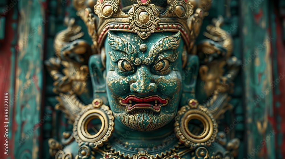 Green Deity Statue in Nepal Green Deity Statue in Nepal