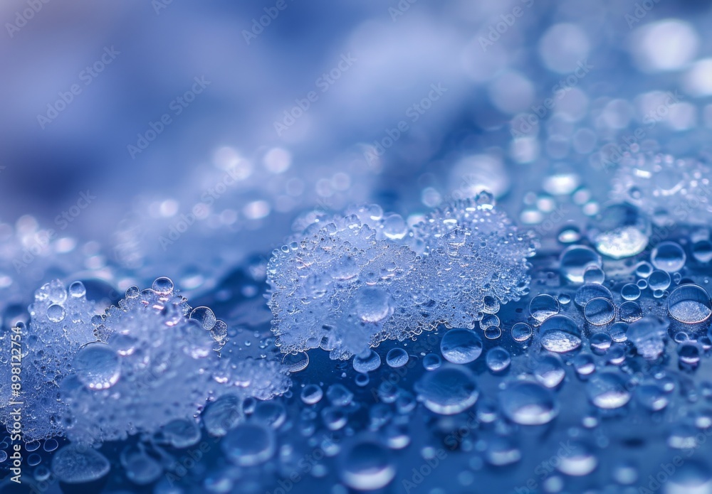 A macro image of melting ice crystals on an iceberg