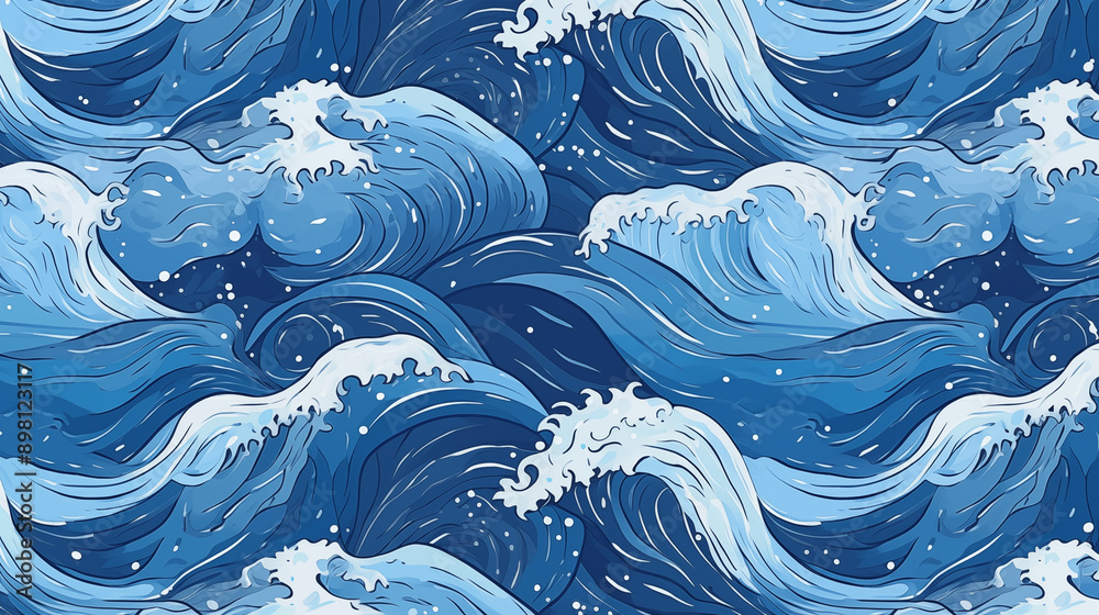 Beautiful wave seamless pattern wallpaper, illustration design.