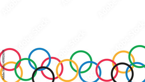 Bright colored circular rings, red, green, and blue colored rings abstract minimal background design. Sports background.