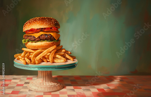 Burger and Fries Painting 01