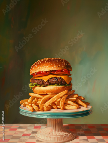 Burger and Fries Painting 02