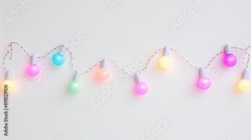 colorful string lights on solid white background, single object