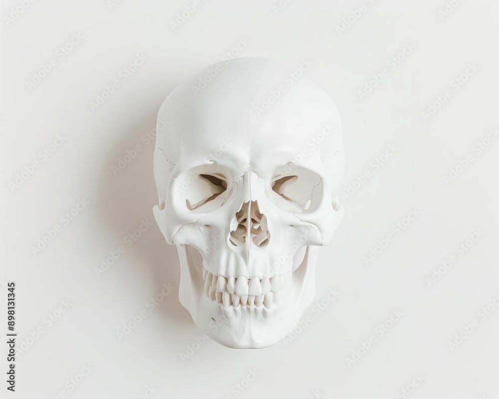 eerie mantelpiece skull on solid white background, single object eerie mantelpiece skull on solid white background, single object
