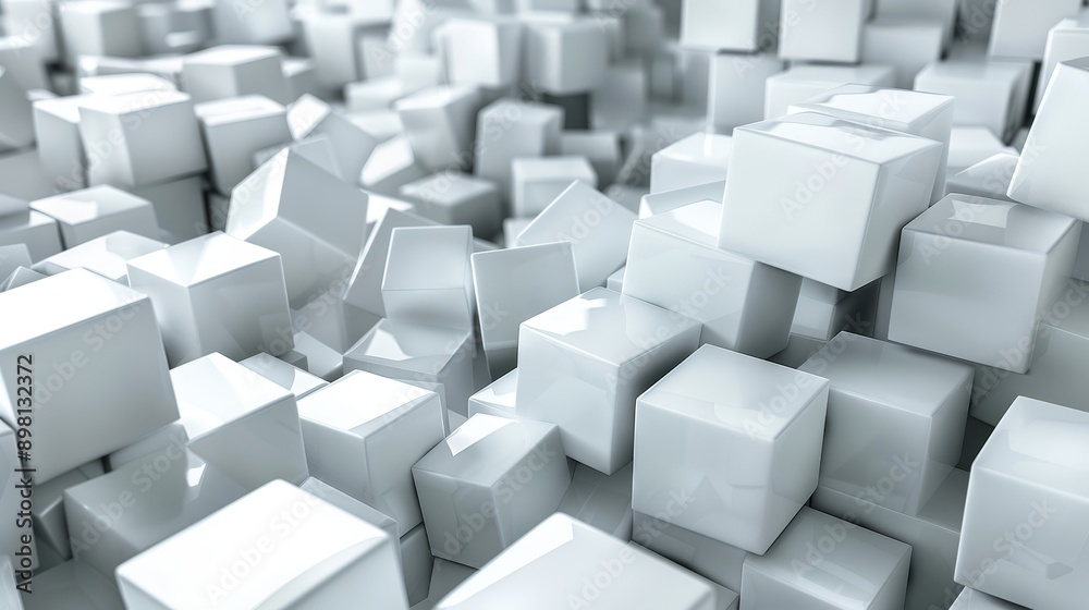 A field of white cubes, stacked in a random pattern, creating an abstract, modern background. A field of white cubes, stacked in a random pattern, creating an abstract, modern background.