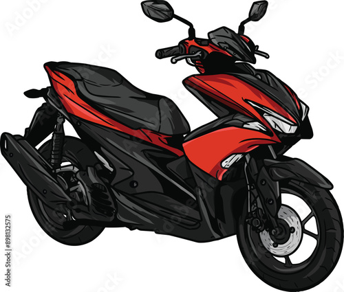 red scooter motorcycle illustration