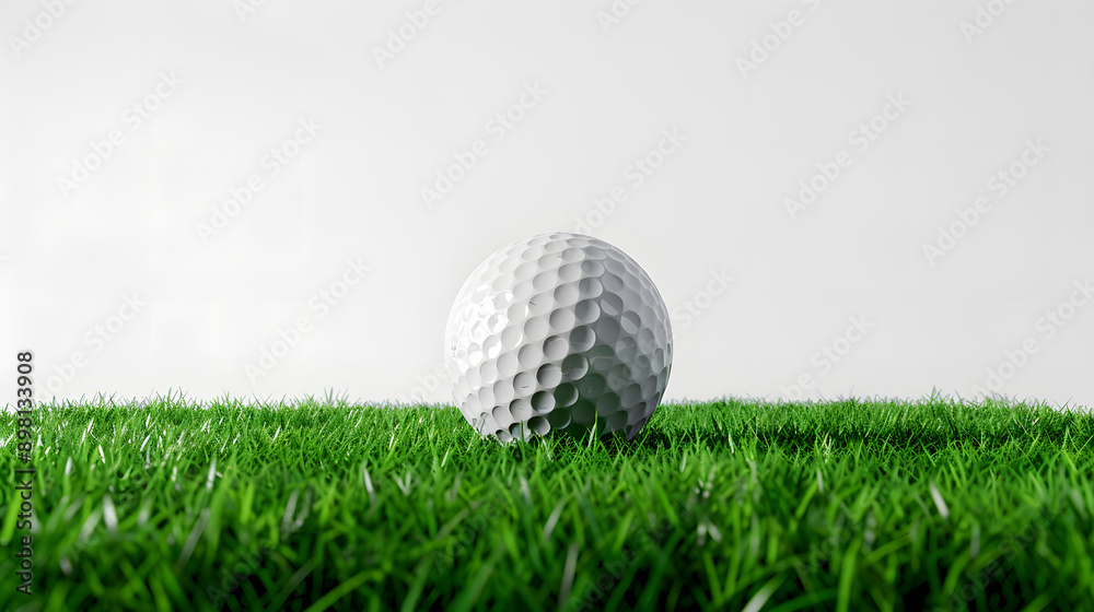 Golf ball on green turf isolated on white background Golf ball on green turf isolated on white background