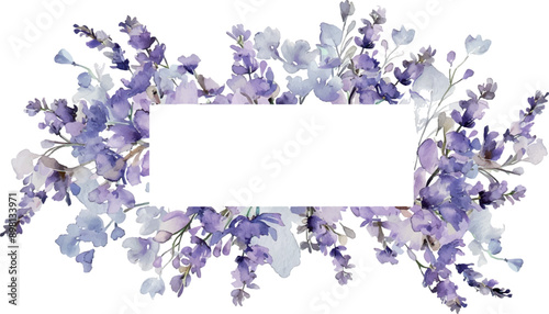 watercolor frame made of lavender, isolated, for design