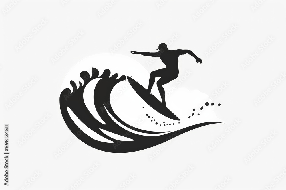 The image shows a silhouette of a surfer riding a powerful wave with artistic splashes and curves. The scene embodies the spirit of adventure, freedom, and skill associated with surfing. The image shows a silhouette of a surfer riding a powerful wave with artistic splashes and curves. The scene embodies the spirit of adventure, freedom, and skill associated with surfing.