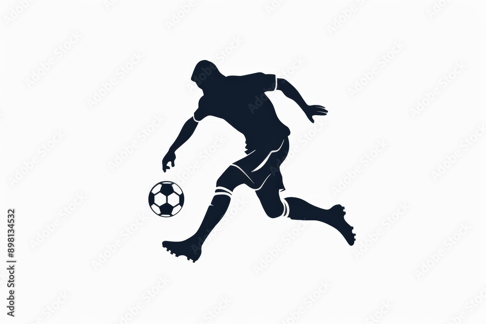 High contrast silhouette of a soccer player dribbling a soccer ball, focusing on the athletic movement. The dynamic pose captures the essence of precision, speed, and skill. High contrast silhouette of a soccer player dribbling a soccer ball, focusing on the athletic movement. The dynamic pose captures the essence of precision, speed, and skill.