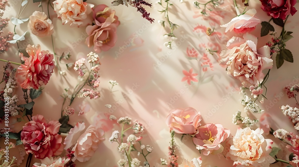 Enchanting Floral Arrangement on Delicate Paper Backdrop Enchanting Floral Arrangement on Delicate Paper Backdrop