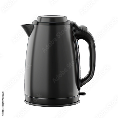 Modern stainless steel electric kettle with black handle and base