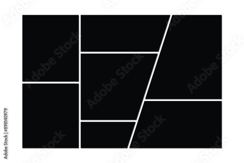 Black photo frame collage template