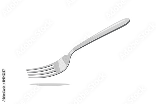 Silverware fork vector isolated on white background.