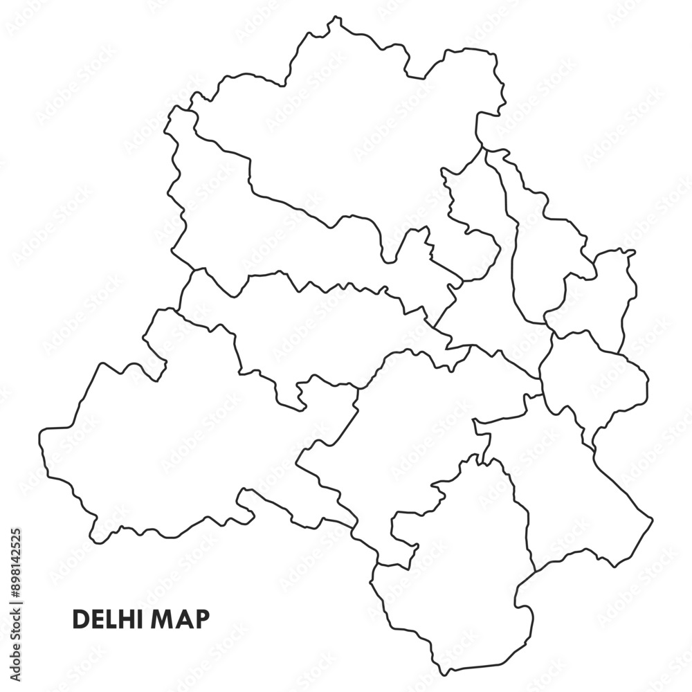 Delhi Indian National Capital Outline Map Illustration Delhi Indian National Capital Outline Map Illustration