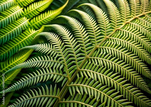 Delicate fern fronds inspire intricate patterns on a futuristic, sustainable material, blending organic curves with cutting-edge technology in a harmonious, nature-emulating design. photo