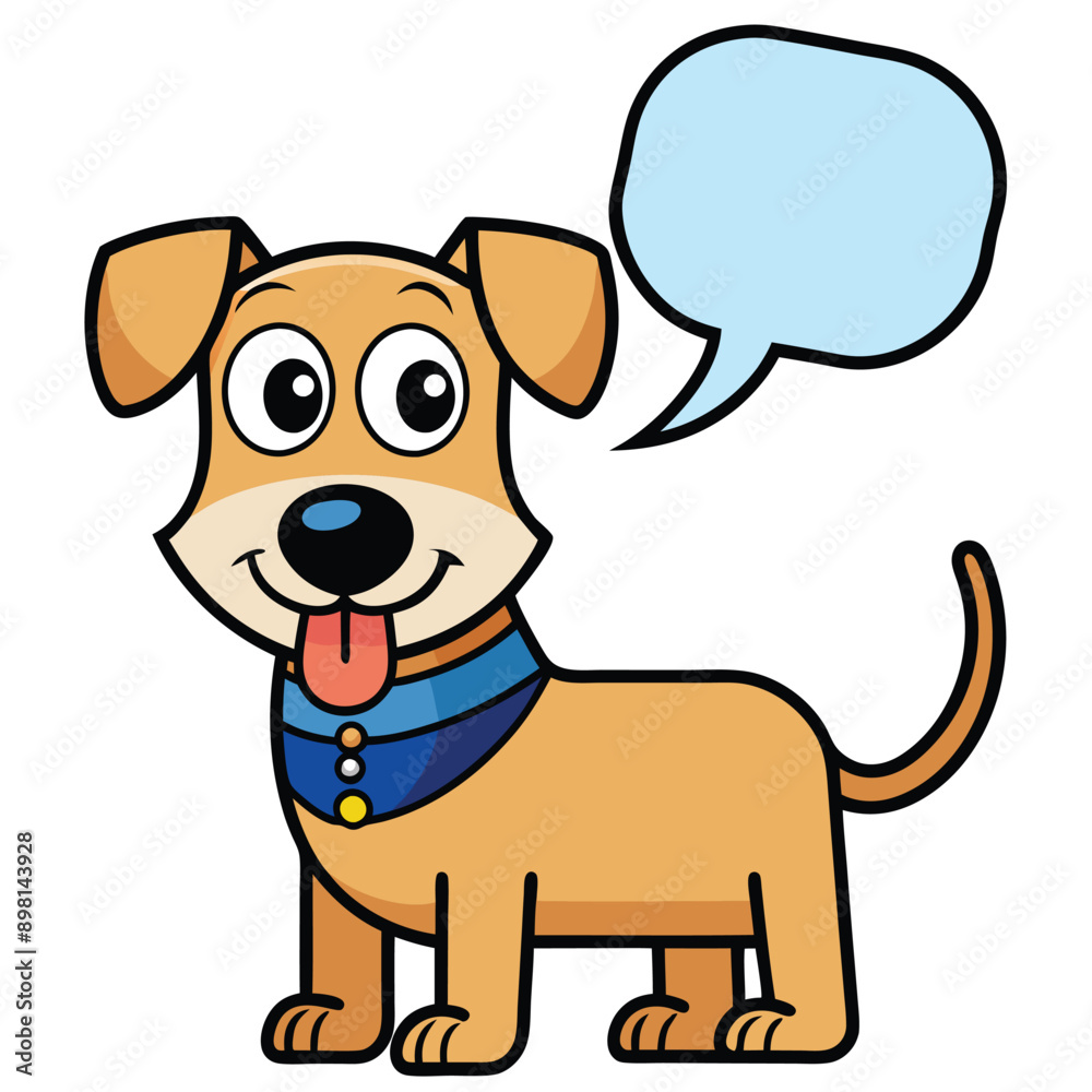 Fototapeta premium Cute Cavador Dog Speaking comic style Logo Icon Vector on White Transparent Background 