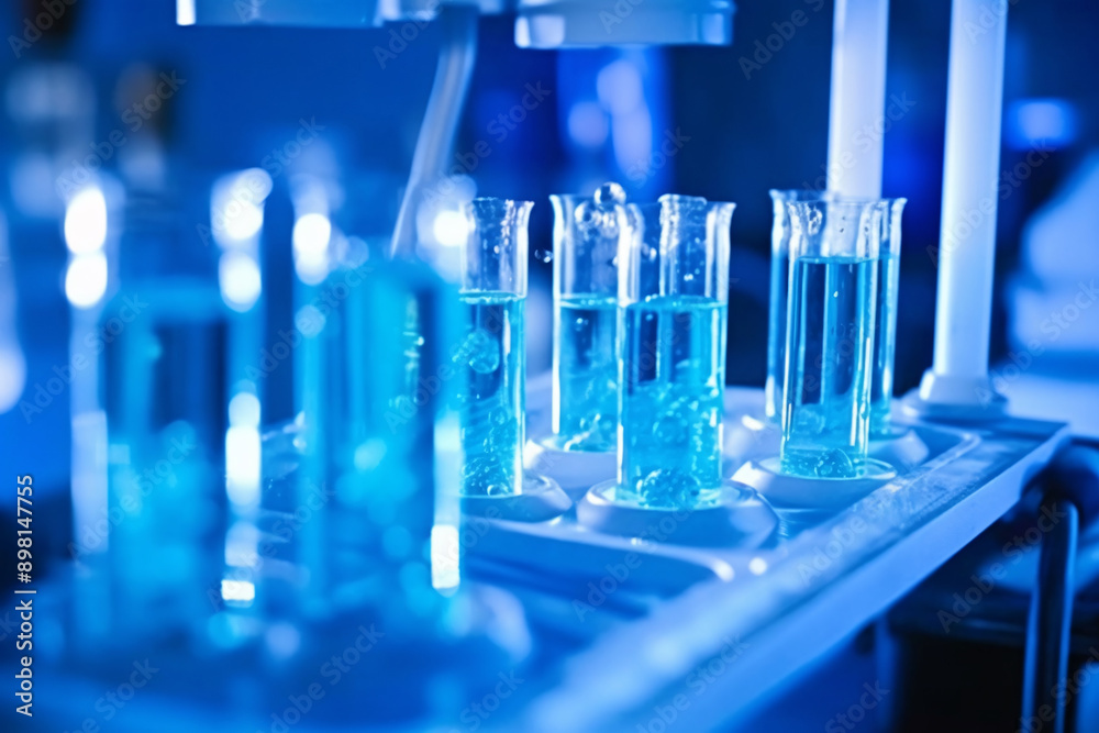 a group of test tubes with blue liquid in them a group of test tubes with blue liquid in them