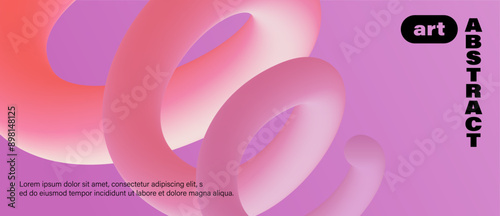 Wavy curly shape with colorful gradient. Modern 3d figure. Vector illustration.