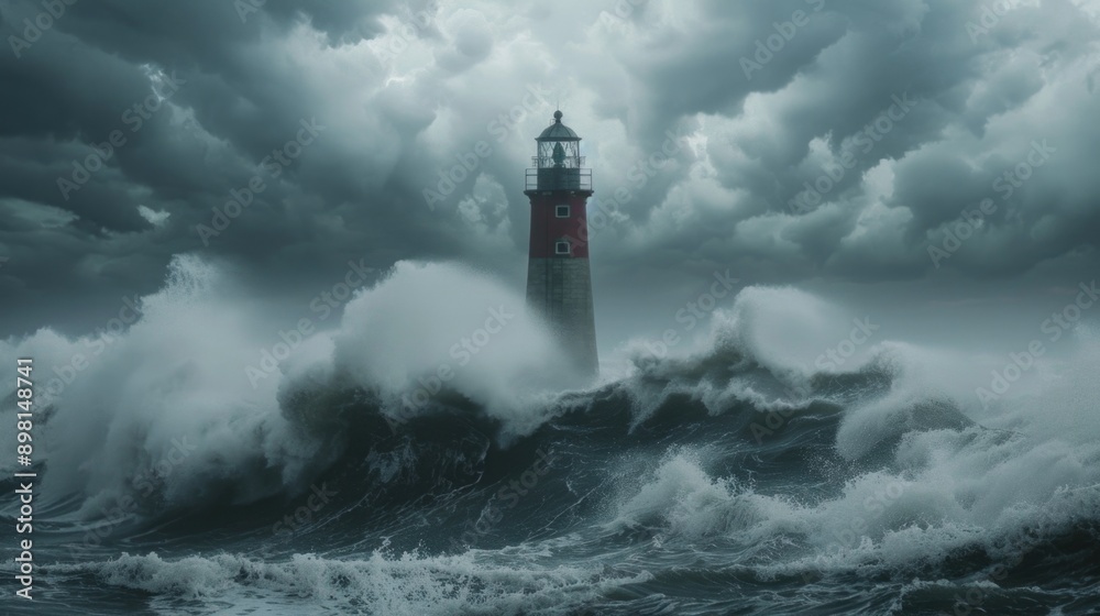 Lighthouse in Stormy Ocean Lighthouse in Stormy Ocean