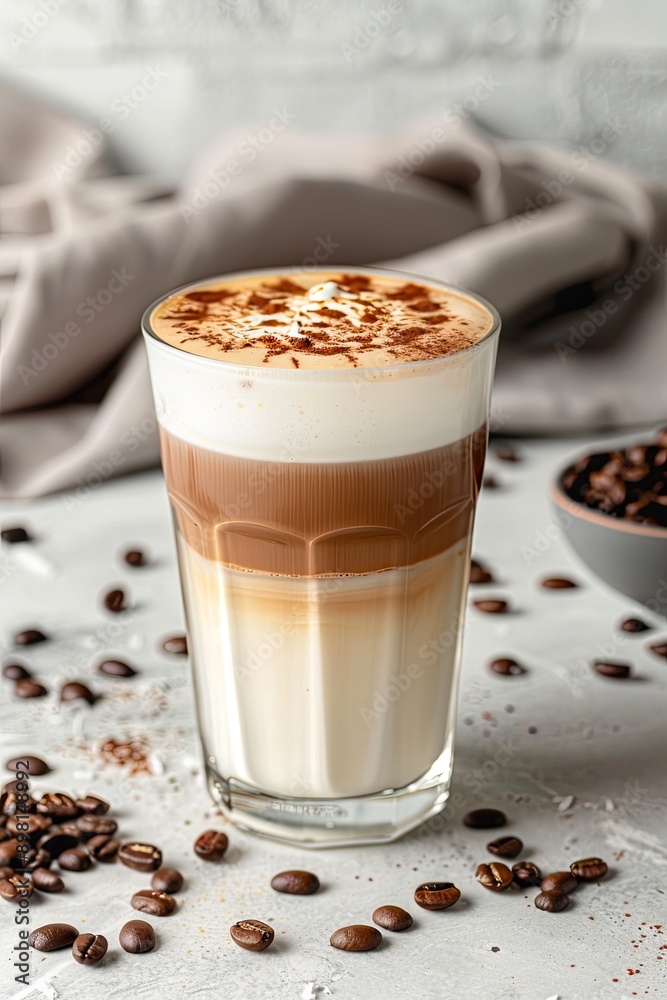 Coffee latte in a glass on a light background Coffee latte in a glass on a light background