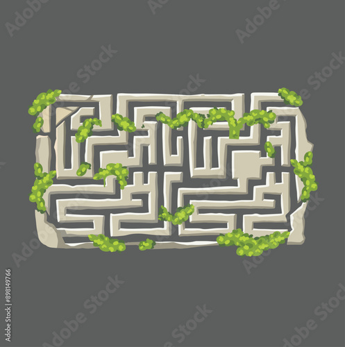 Volumetric vector labyrinth from a game with greenery