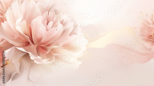 Tender peonies on pink background. Abstract natural floral frame layout. Neural network ai generated art