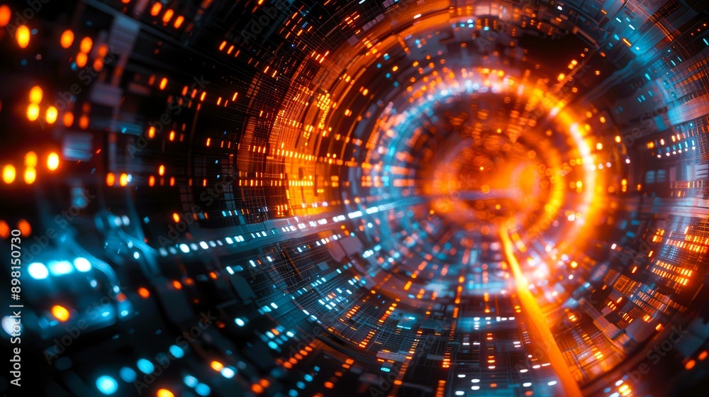 Abstract swirl of vibrant colors and luminous lights, creating a sense of depth and energy in a futuristic digital landscape. Abstract swirl of vibrant colors and luminous lights, creating a sense of depth and energy in a futuristic digital landscape.