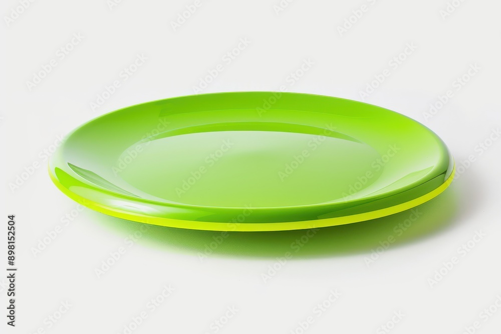 A neon green frisbee slightly tilted on a white background A neon green frisbee slightly tilted on a white background