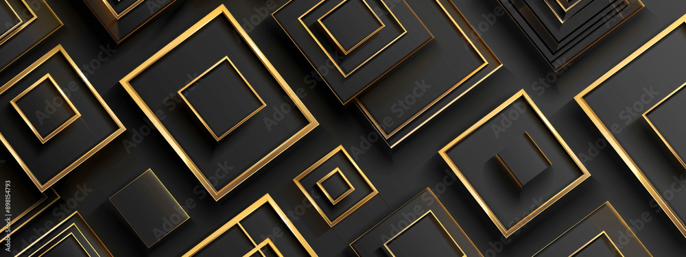 Digital square luxury gold light effect black background. Digital square luxury gold light effect black background.