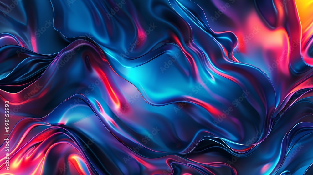 Liquid texture wavy pattern abstract background in blue and red colors
