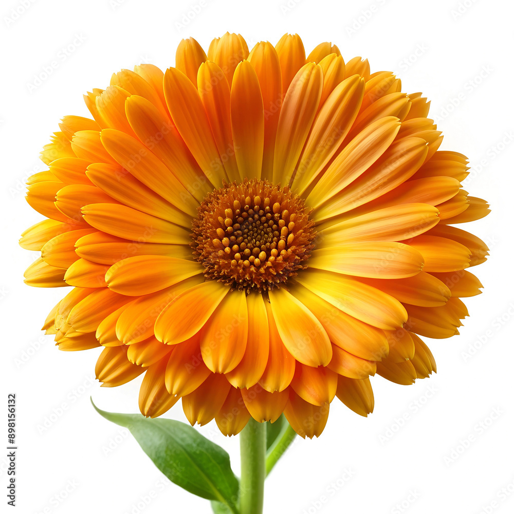 Single Orange Calendula Flower on White Background Single Orange Calendula Flower on White Background