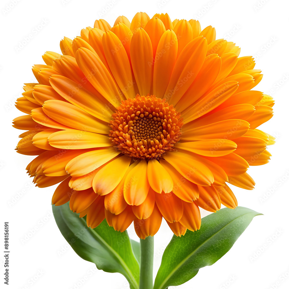 Single Orange Calendula Flower on White Background Single Orange Calendula Flower on White Background