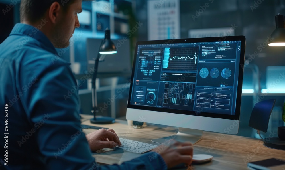 Artificial Intelligence AI Digitalant architect creating artificial intelligence web design with a virtual screen interface. Artificial Intelligence AI Digitalant architect creating artificial intelligence web design with a virtual screen interface.