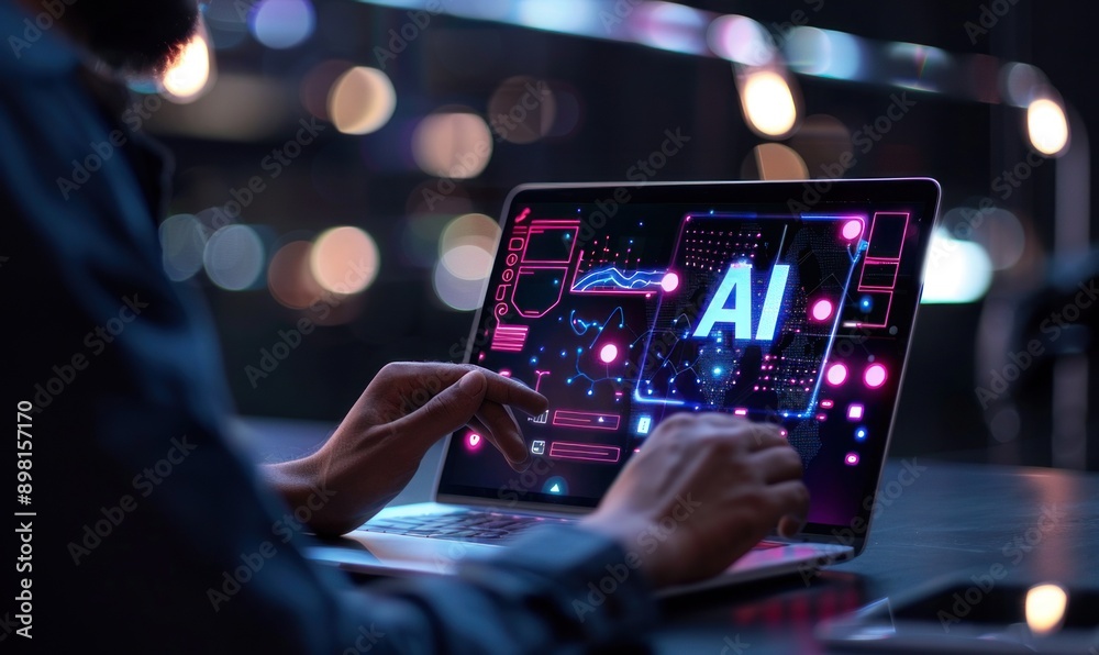 Artificial Intelligence AI Digitalant architect creating artificial intelligence web design with a virtual screen interface. Artificial Intelligence AI Digitalant architect creating artificial intelligence web design with a virtual screen interface.