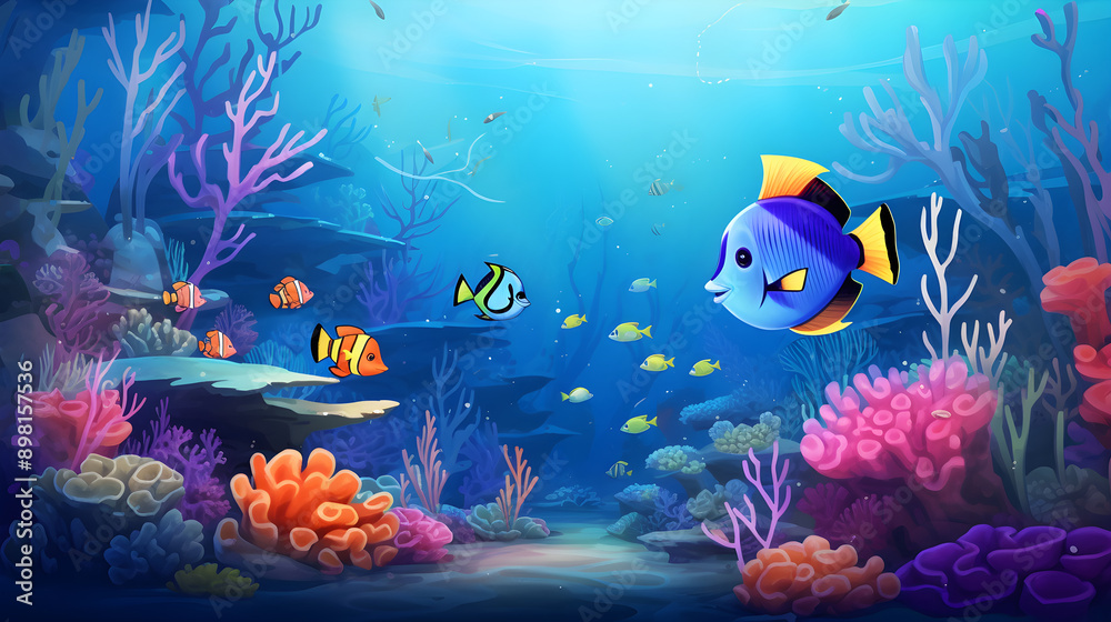 Naklejka premium Whimsical Marine Life Themed Personal E-Card - Send Your Wishes with a Splash of Sea Colors