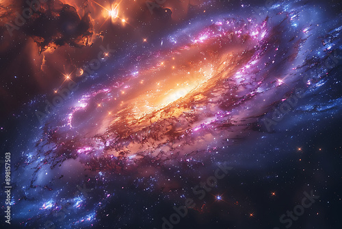Colorful space galaxy cloud nebula. Stary night cosmos. Universe science astronomy. Supernova background wallpaper © Farjana CF- 2969560