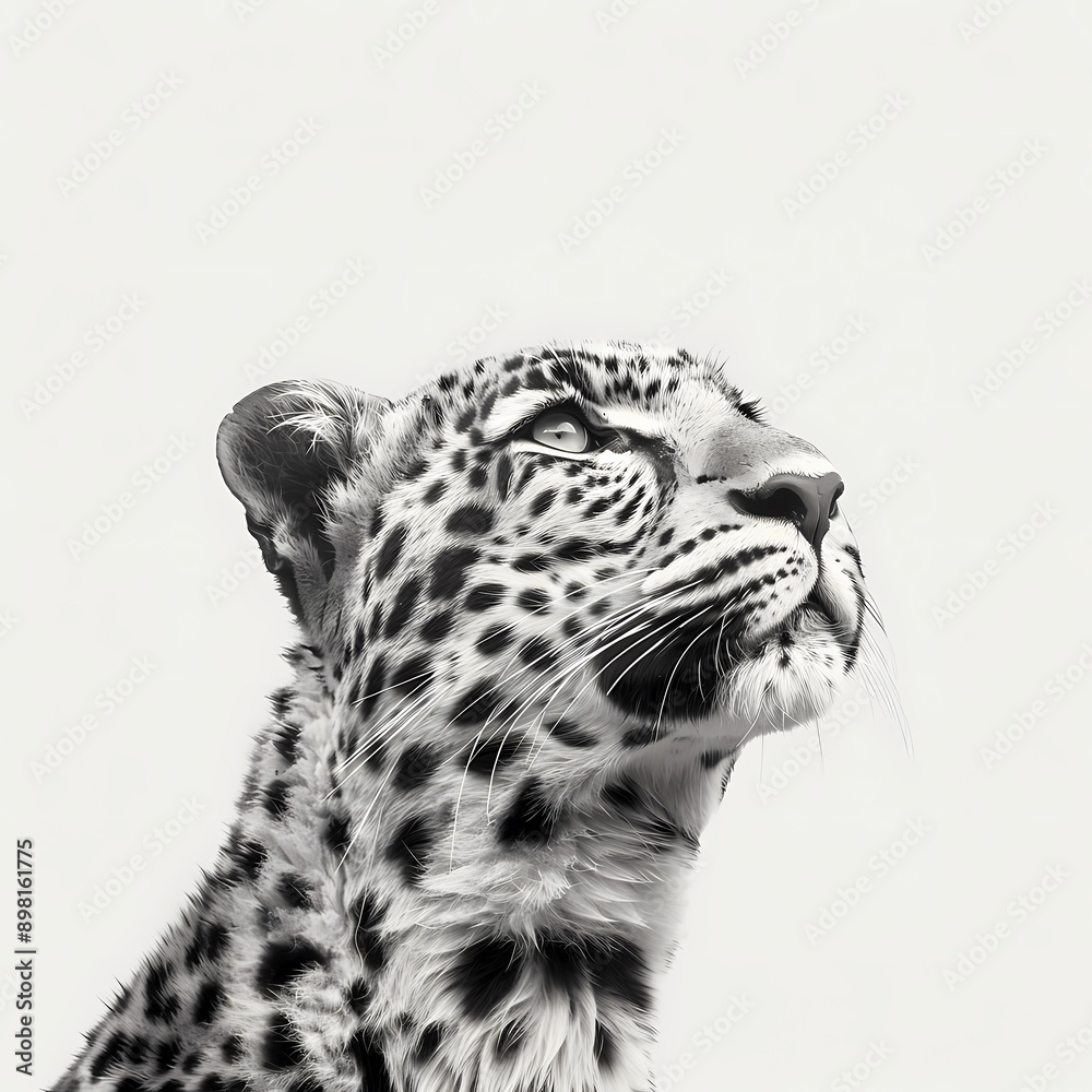 Obraz premium Leopard Black And White Design. Generative AI.