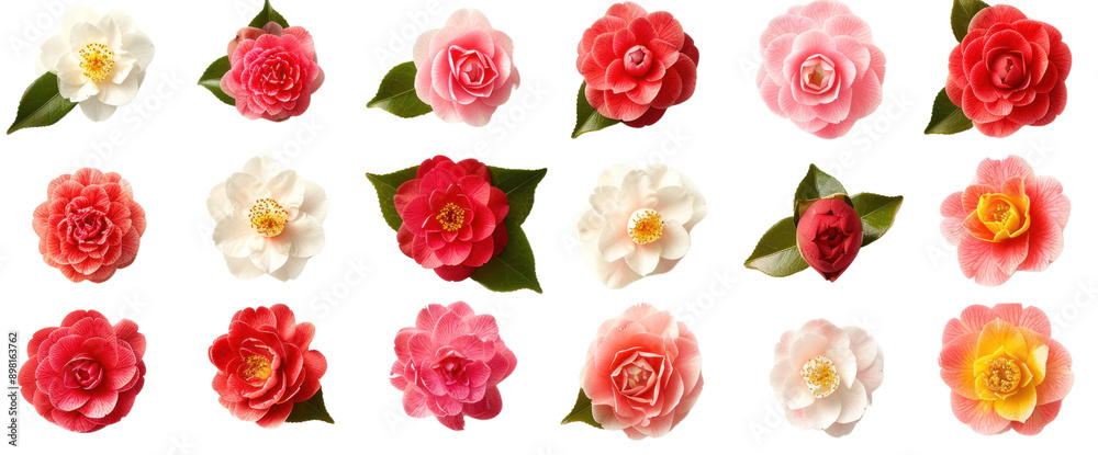Fototapeta premium Camellia flowers isolated on transparent background