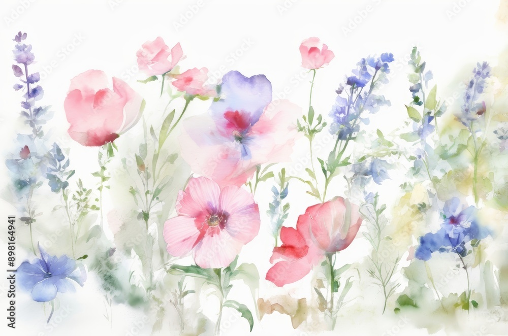 flores silvestres de acuarela asiladas. fondo blanco flores silvestres de acuarela asiladas. fondo blanco