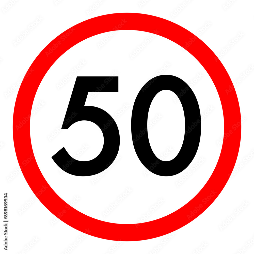 Speed limit 50 round road traffic icon flat design for project Speed limit 50 round road traffic icon flat design for project
