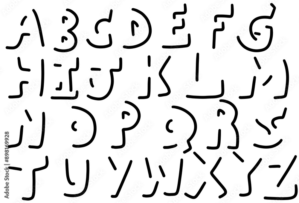 English letters A-Z hand drawn, light and shadow, black and white, 3D. English letters A-Z hand drawn, light and shadow, black and white, 3D.