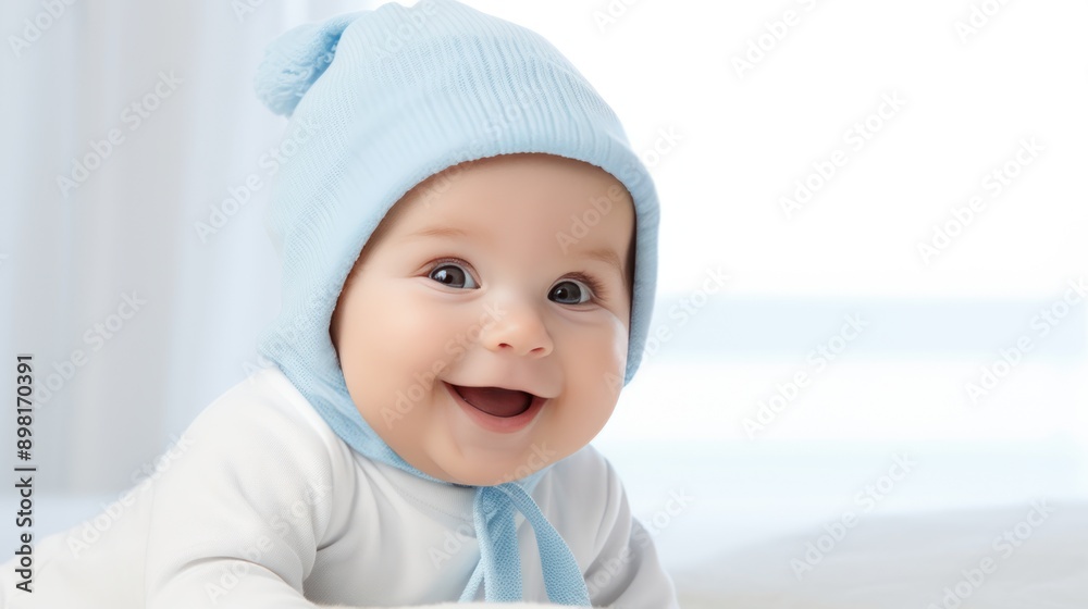 smiling cute baby on white background 
