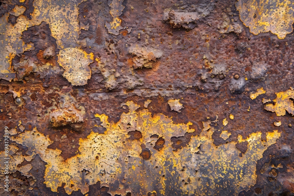 Abstract background wallpaper. Rusted metal with brown and yellow color, detailed texture, close-up view Abstract background wallpaper. Rusted metal with brown and yellow color, detailed texture, close-up view