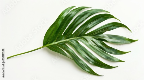 Artistic green leaf with cutout patterns, isolated on a white background. The dramatic design makes it perfect for modern decor, art projects, and botanical themes.